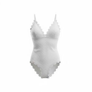Cupshe Eve Women’s White Scallop-Edge One-Piece Swimsuit Size Medium